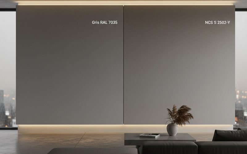 Gris RAL 7035 vs NCS S 2502-Y: la batalla de los matices