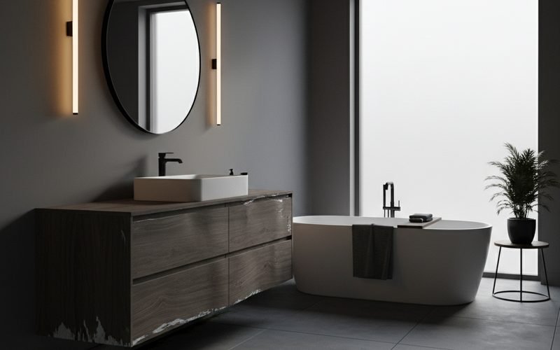 La madera en el baño: el drama del laminado barato