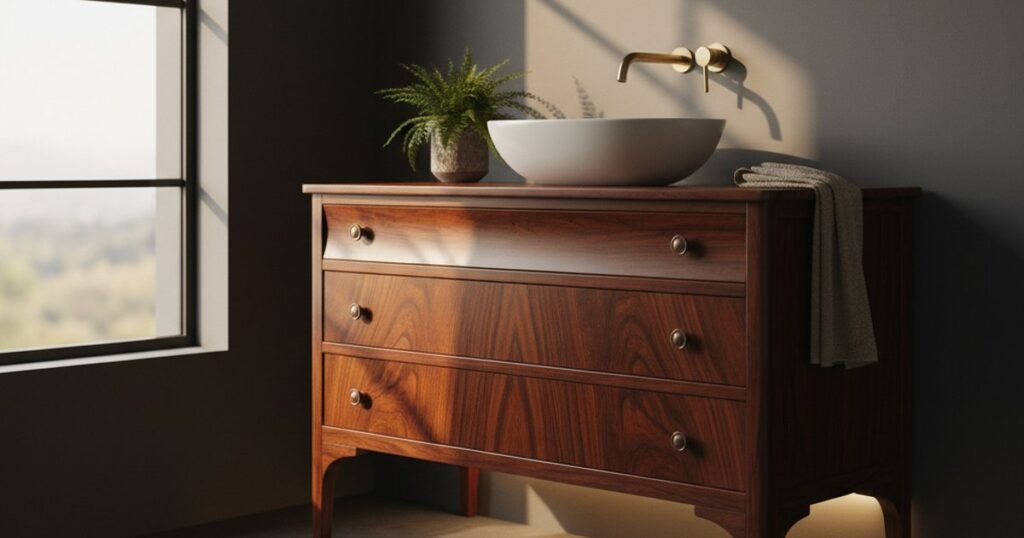 Mueble antiguo en el baño: cuándo cabe y cuándo es un error