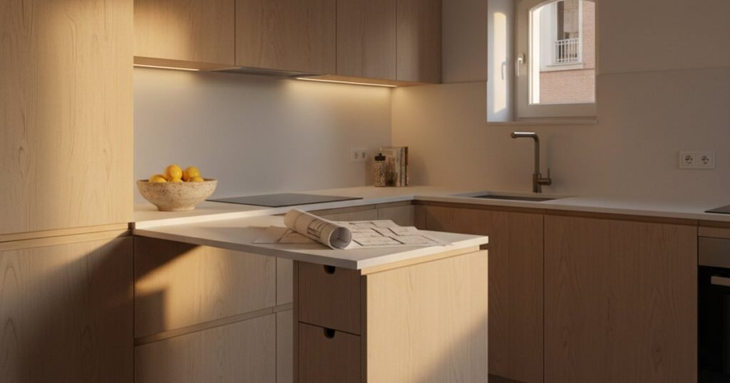 ¿Cabe una isla en 6 metros? La verdad sobre cocinas pequeñas