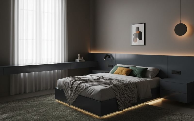 Muebles bajos y lacados que no "comen" luz