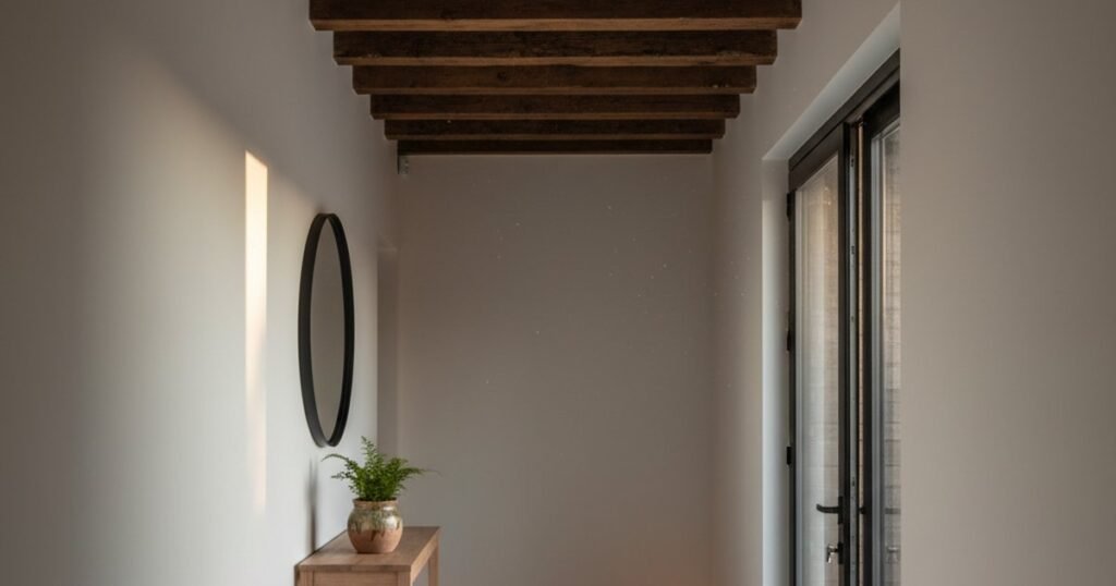 Vigas de madera en el pasillo: ¿pintar o dejar visto?